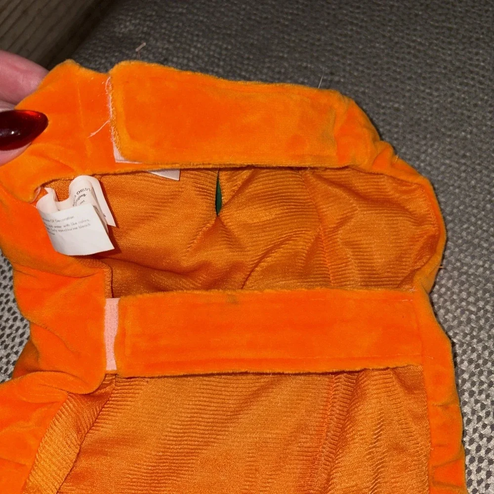 Pet Dog Pumpkin Face Halloween Costume Orange Size Small